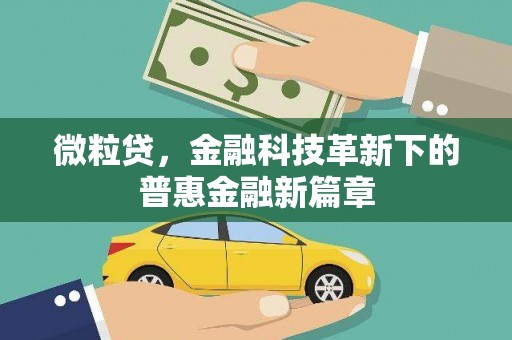 怀安微粒贷，金融科技革新下的普惠金融新篇章