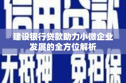怀安建设银行贷款助力小微企业发展的全方位解析