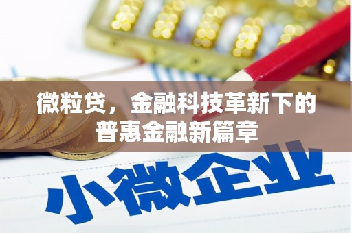 怀安微粒贷，金融科技革新下的普惠金融新篇章